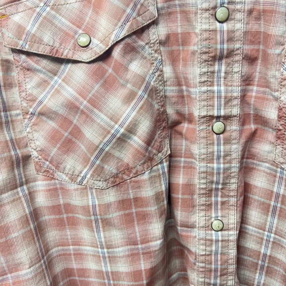 Carhartt Rugged Flex Nutmeg Plaid Relaxed Short Sleeve Snap Western Shirt - Sz L - Picture 10 of 16
